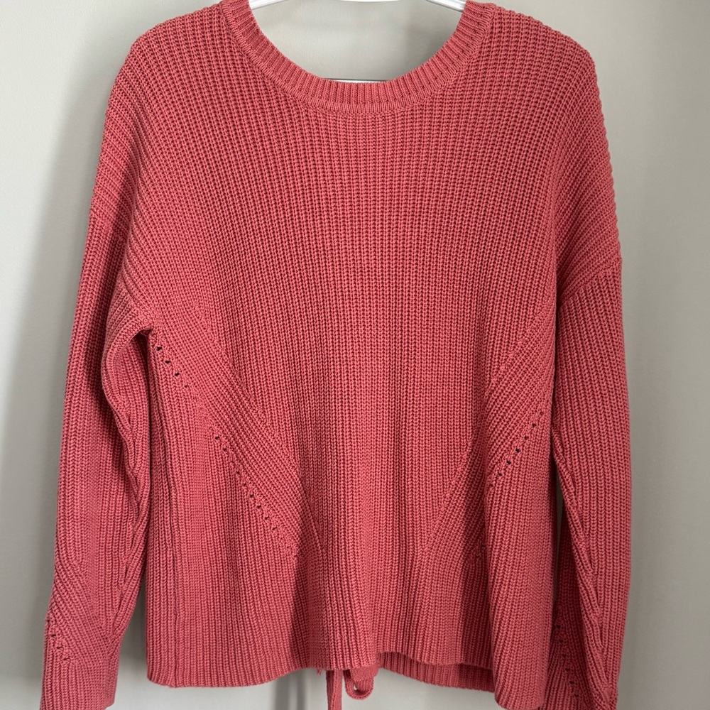 Lucky Brand Pink Crew Neck Ribbed Sweater